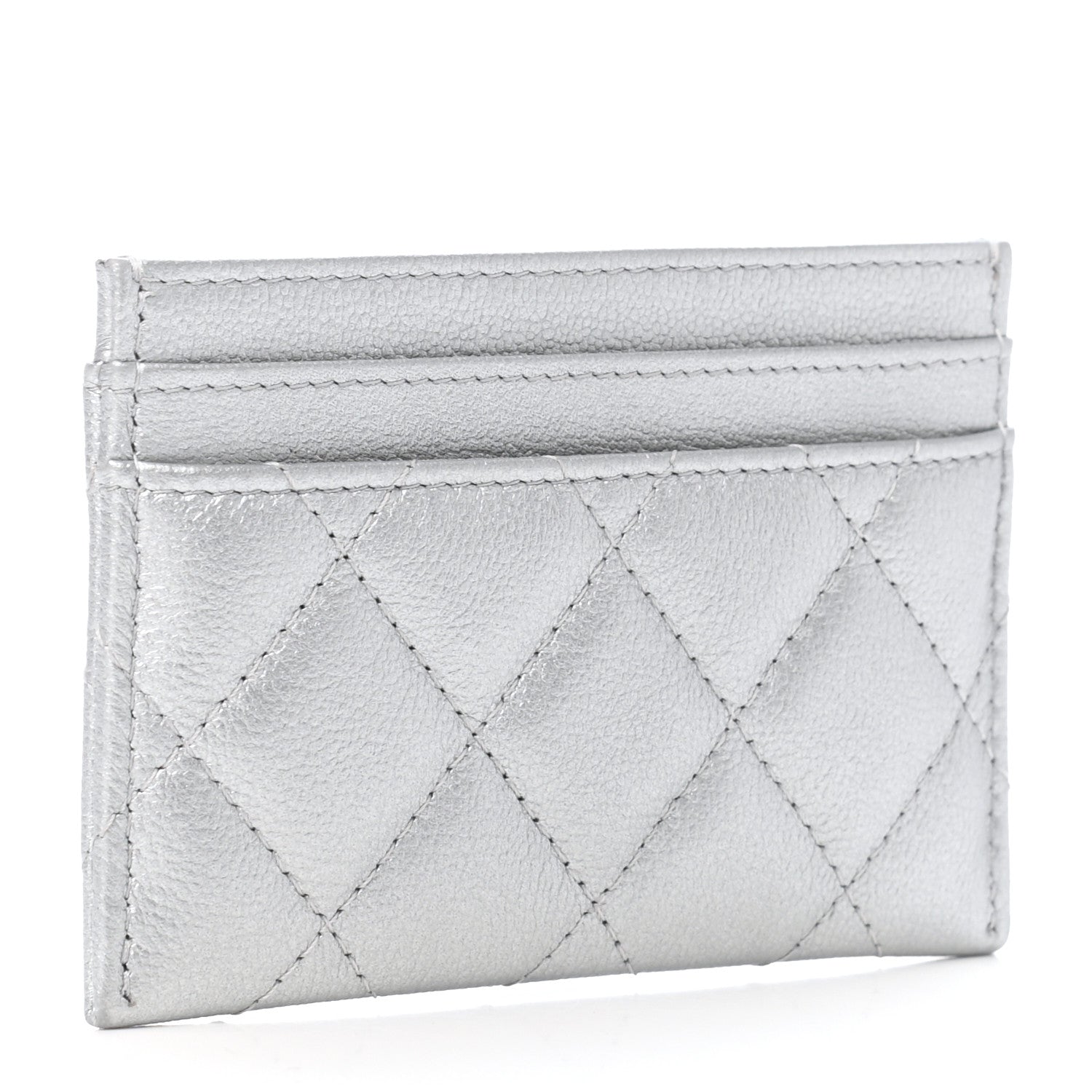 Chanel Metallic Calfskin Quilted Reissue Card Holder Silver 3 of 8