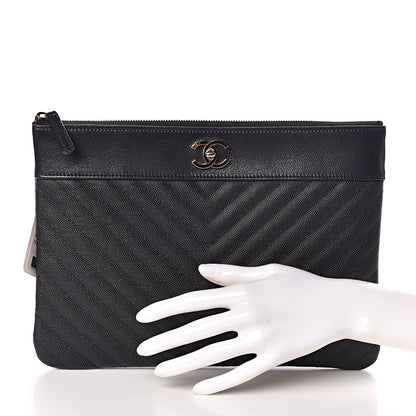 Chanel Caviar Quilted Medium Vintage Mademoiselle Cosmetic Case Navy Blue 2 of 8