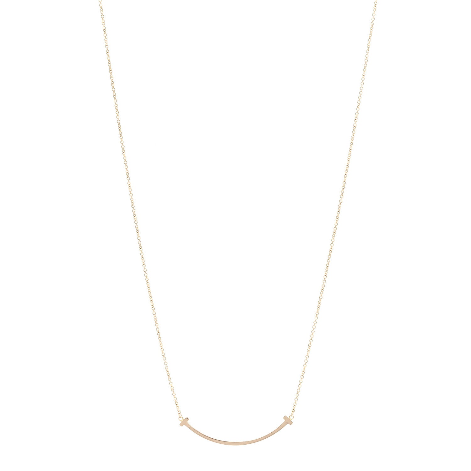 Tiffany 18K Rose Gold Small T Smile Pendant Necklace 1 of 5