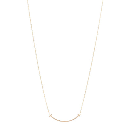 Tiffany 18K Rose Gold Small T Smile Pendant Necklace 1 of 5