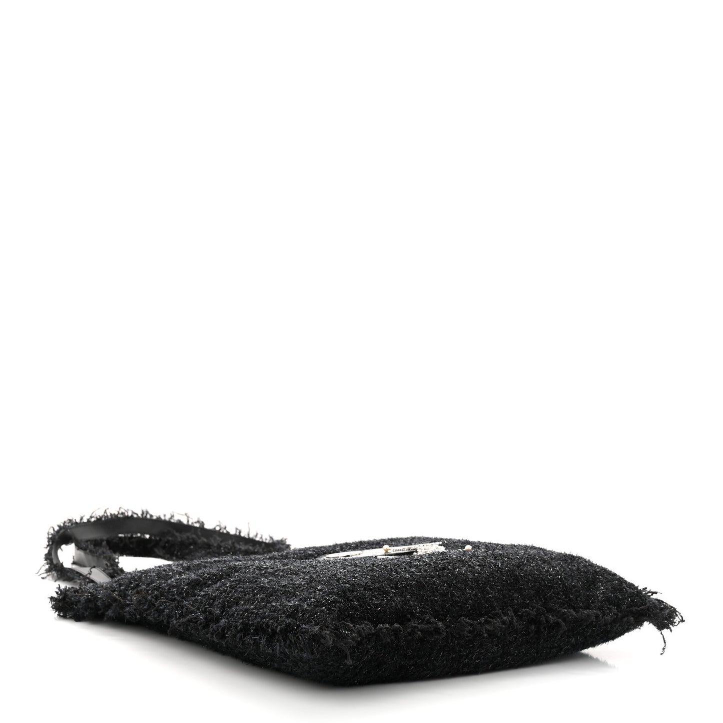 Tweed Resin Strass Shopping In Fabrics Tote Black