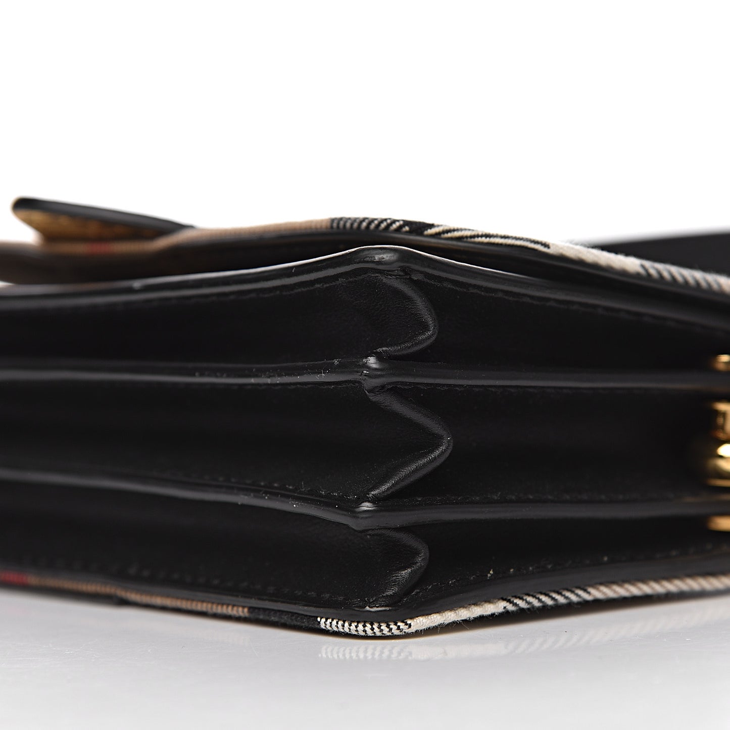 Metallic Calfskin Check Small Madison Buckle Bag Gold