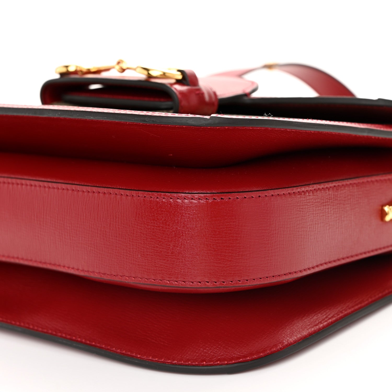 Gucci GG Supreme Monogram Azalea Calfskin Horsebit 1955 Shoulder Bag Beige Ebony New Cherry Red 10 of 10