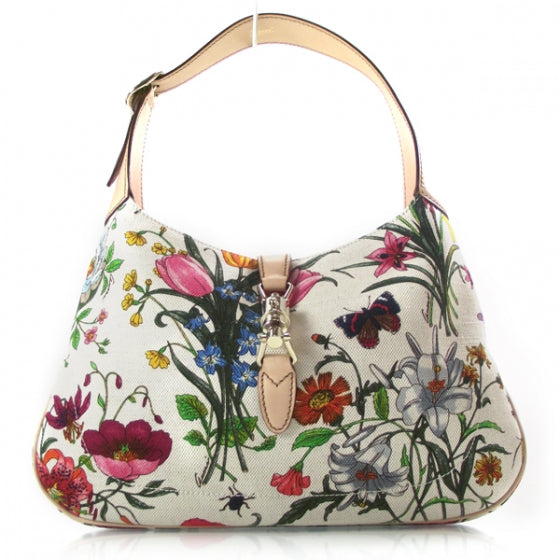 Gucci Canvas Floral Flora Small Jackie O Hobo White 1 of 10