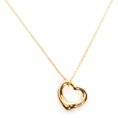 Tiffany Elsa Peretti 18K Yellow Gold Small Open Heart Pendant Necklace 1 of 10