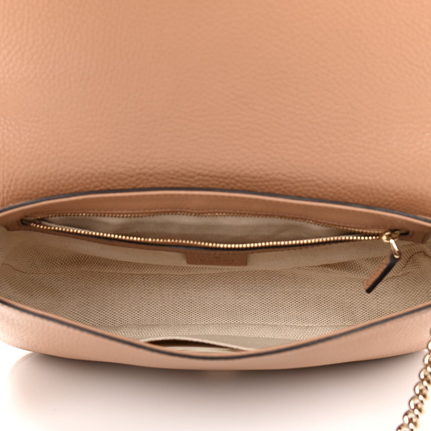 Pebbled Calfskin Medium Soho Flap Crossbody Camelia