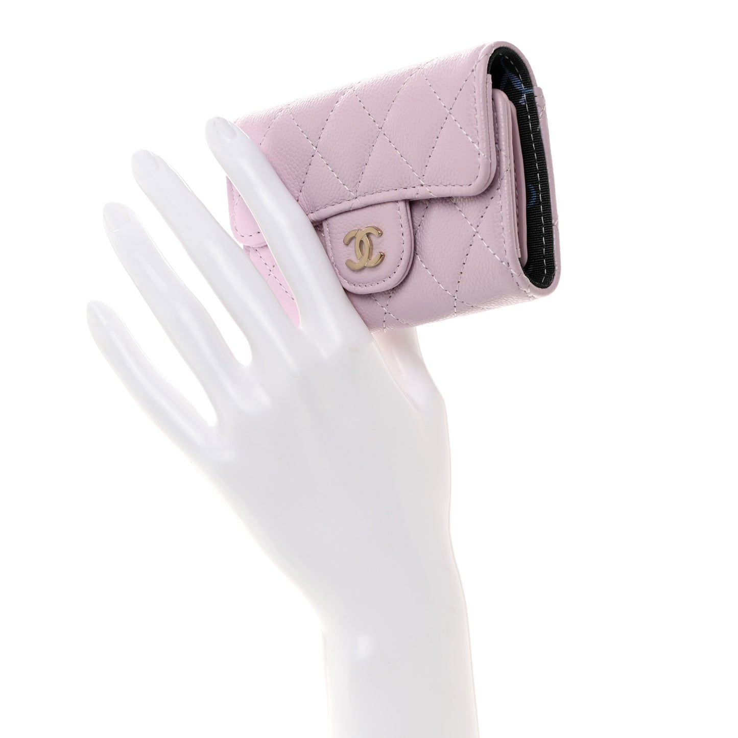 Caviar Quilted Classic 4 Key Holder Wallet Light Purple