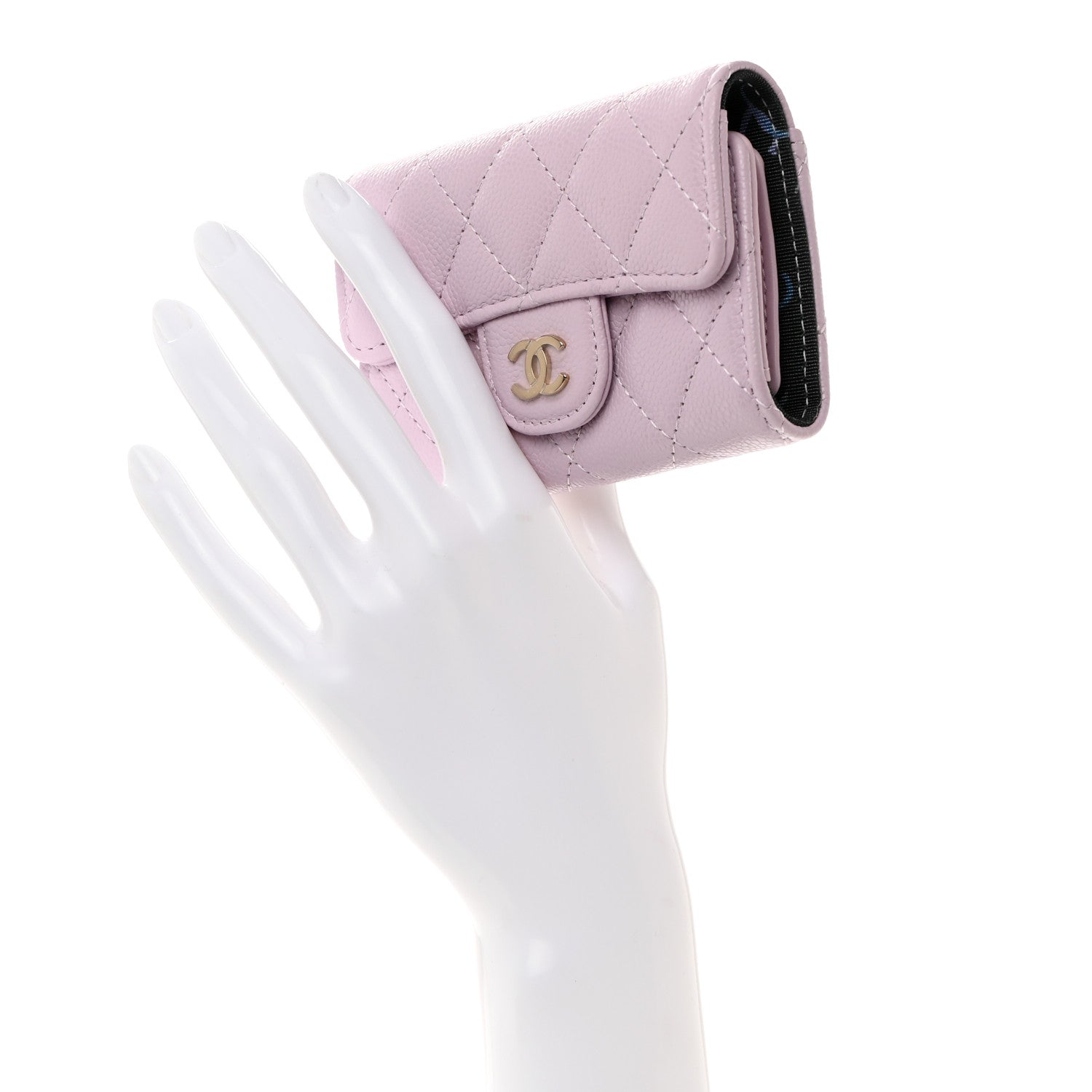 Chanel Caviar Quilted Classic 4 Key Holder Wallet Light Purple 2 of 9