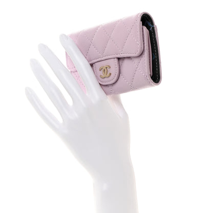 Chanel Caviar Quilted Classic 4 Key Holder Wallet Light Purple 2 of 9