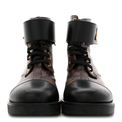 Louis Vuitton Calfskin Monogram Wonderland Flat Ranger Boots 39 Black 3 of 10