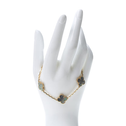 Van Cleef & Arpels 18K Yellow Gold Gray Mother of Pearl 5 Motifs Vintage Alhambra Bracelet 2 of 7