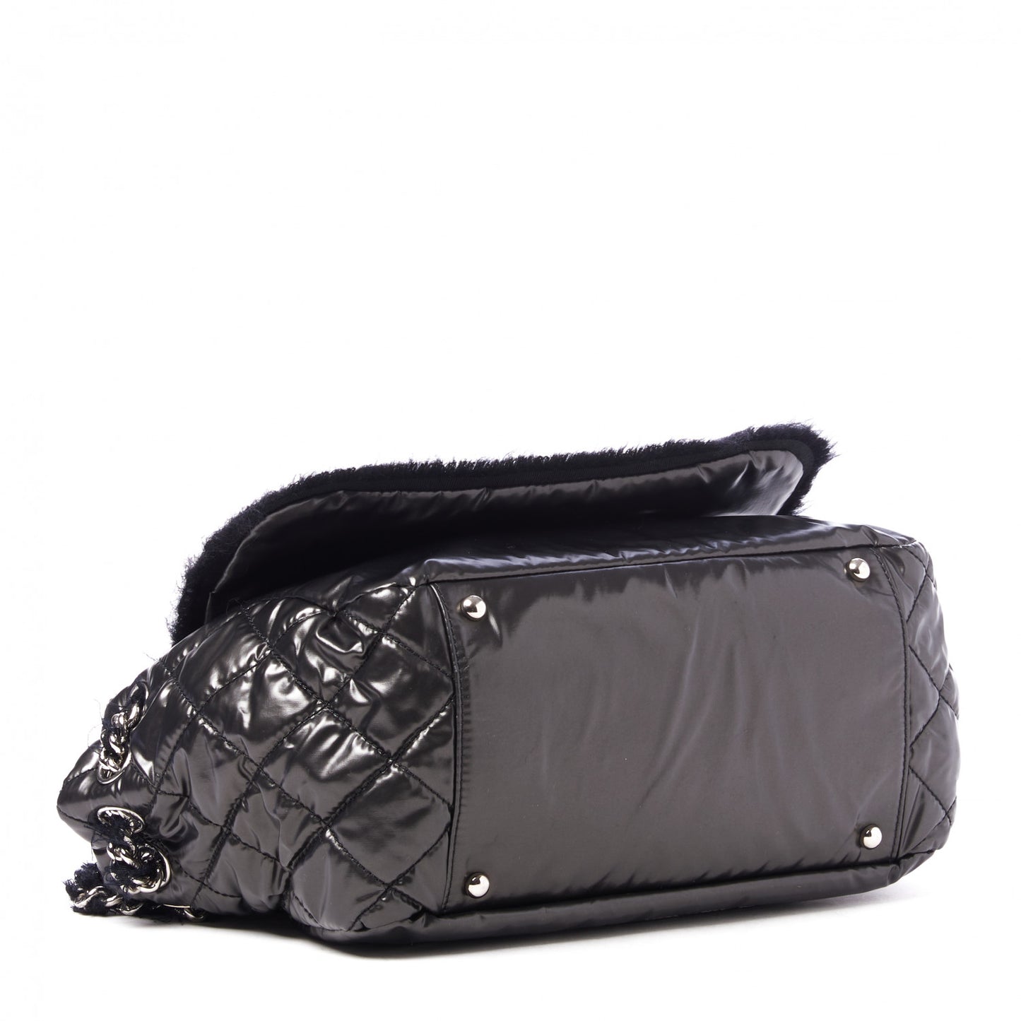 Vinyl Mohair Trimmed Accordion Arctic Polar Ice Flap Black