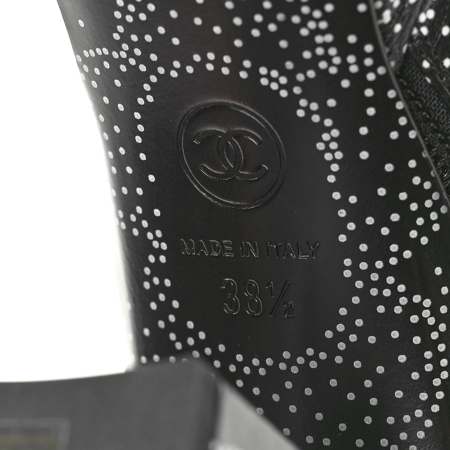 Chanel Calfskin Camellia Printed Ankle Boots 38.5 Black White 10 of 11