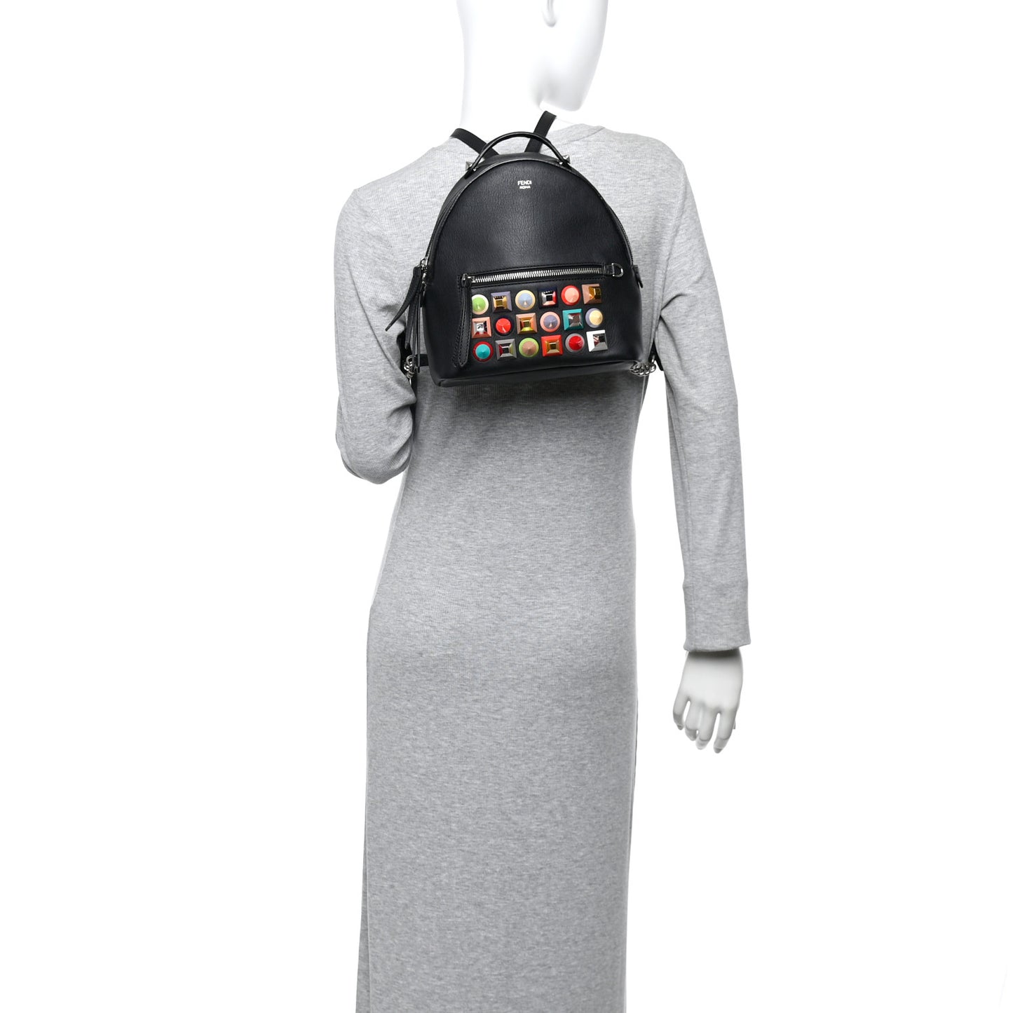 Vitello Dolce Studded Mini Backpack Black Multicolor
