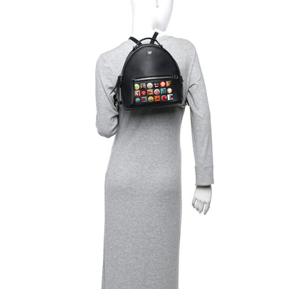 Fendi Vitello Dolce Studded Mini Backpack Black Multicolor 2 of 10