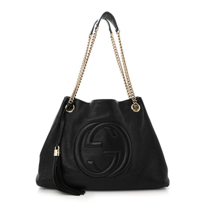 Gucci Pebbled Calfskin Medium Soho Chain Shoulder Bag Black 1 of 16