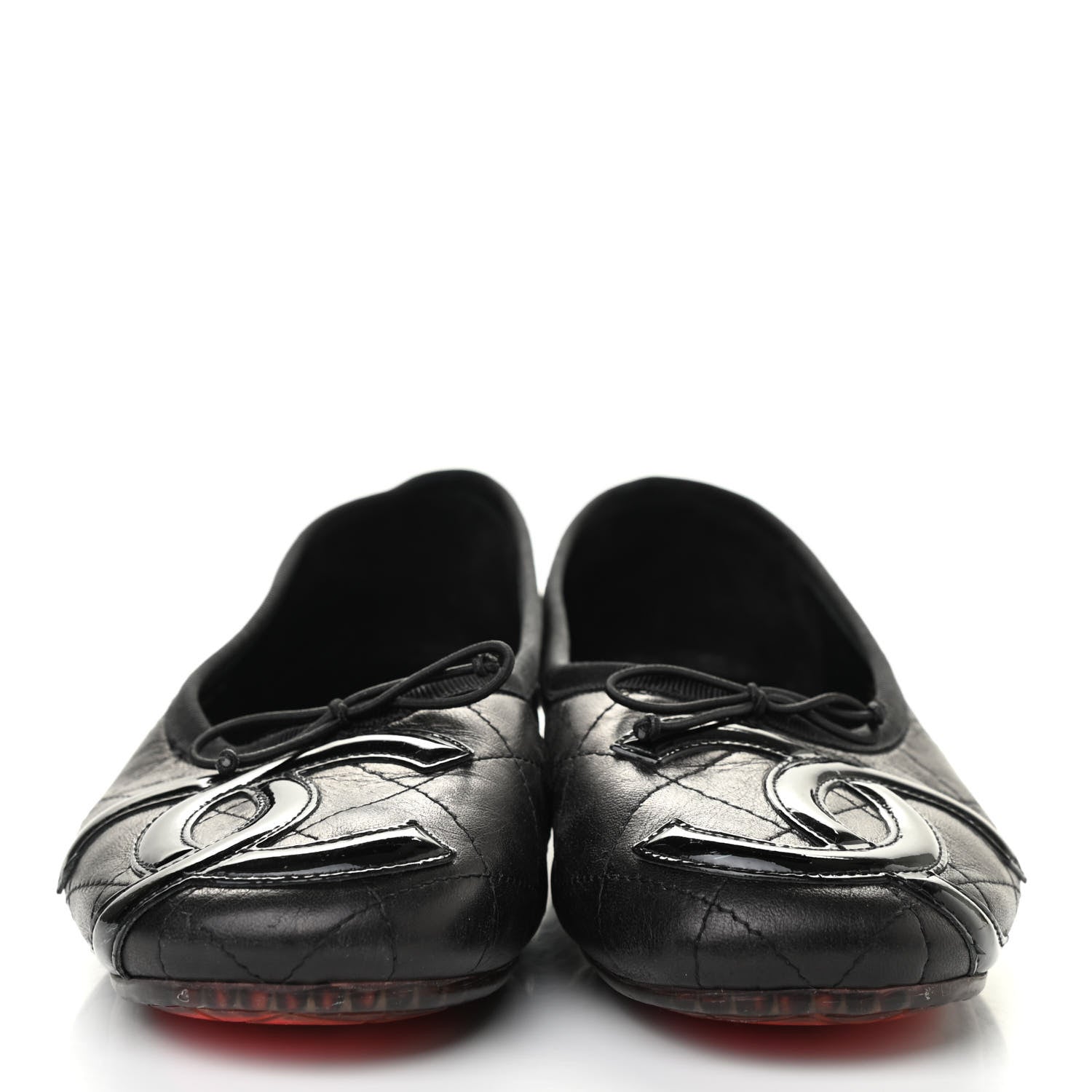 Chanel Lambskin Quilted Cambon Ballerina Flats 38 Black 2 of 11