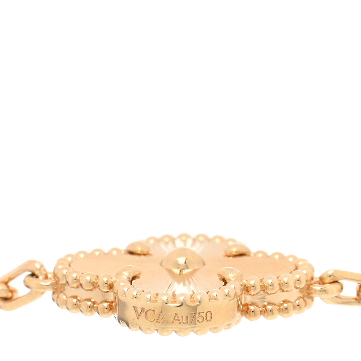 VAN CLEEF & ARPELS 18K Yellow Gold 5 Motifs Guilloche Vintage Alhambra Bracelet