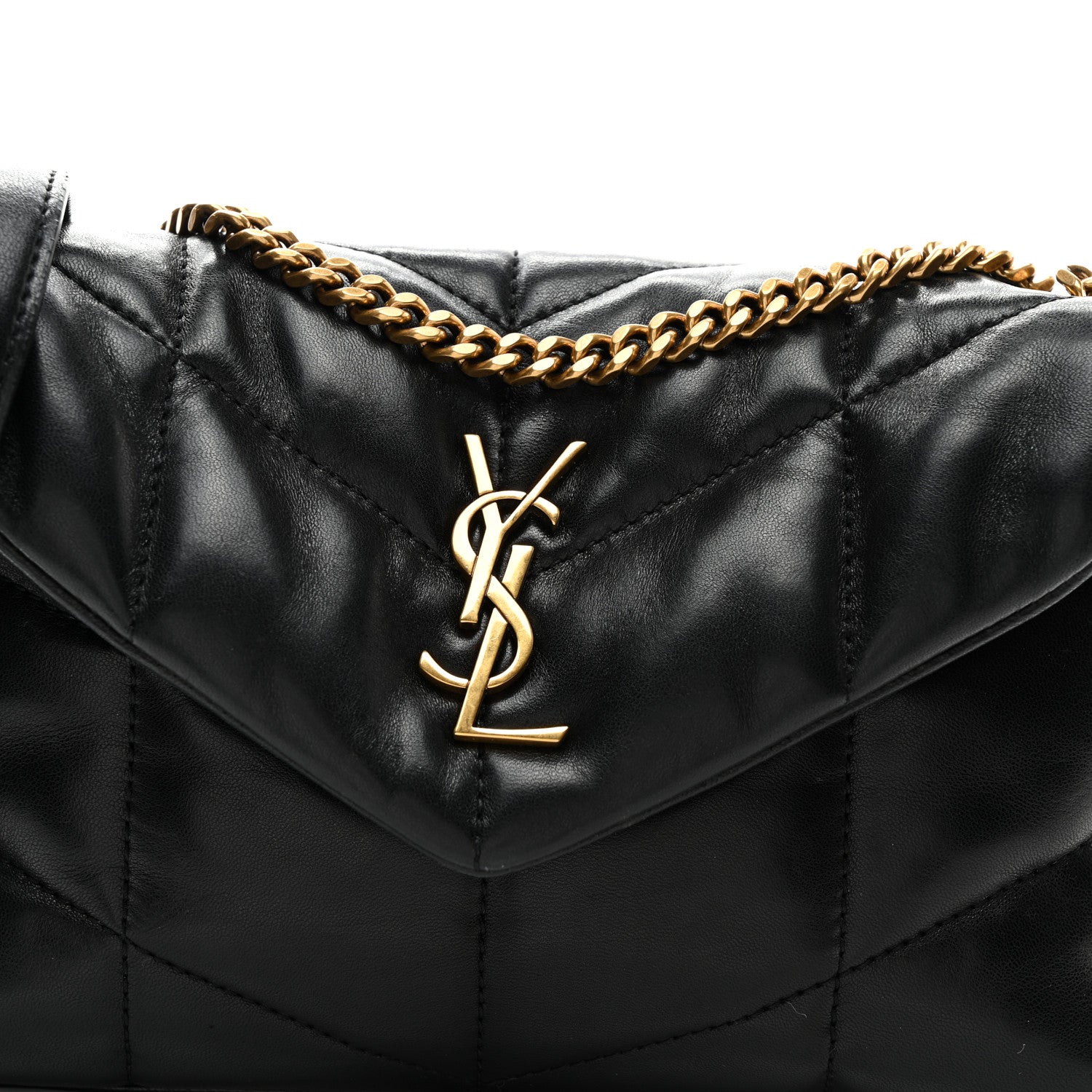 Saint Laurent Lambskin Quilted Toy Loulou Puffer Monogram Chain Satchel Black 8 of 10