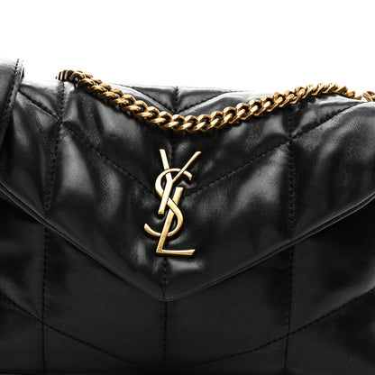 Saint Laurent Lambskin Quilted Toy Loulou Puffer Monogram Chain Satchel Black 8 of 10