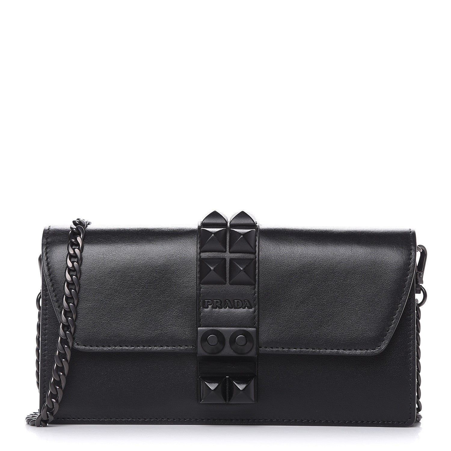 Prada City Calfskin Studded Mini Elektra Crossbody Bag Black 1 of 11