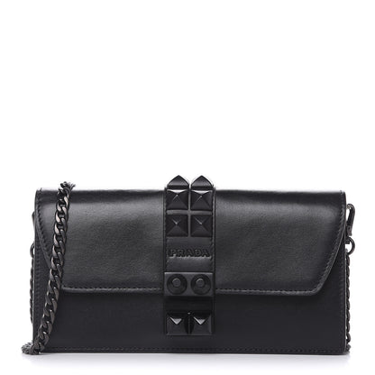 Prada City Calfskin Studded Mini Elektra Crossbody Bag Black 1 of 11