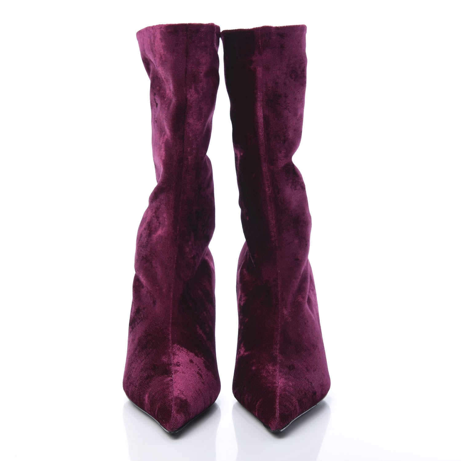 Balenciaga Velvet Extreme Pointed Toe Knife Booties 41 Bordeaux 2 of 7