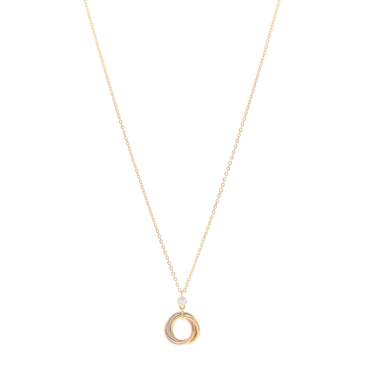 Cartier 18K Pink Yellow White Gold Diamond Trinity Pendant Necklace 1 of 4