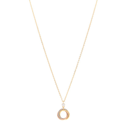 Cartier 18K Pink Yellow White Gold Diamond Trinity Pendant Necklace 1 of 4