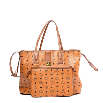 MCM Visetos Large Liz Reversible Shopper Tote Cognac 7 of 8