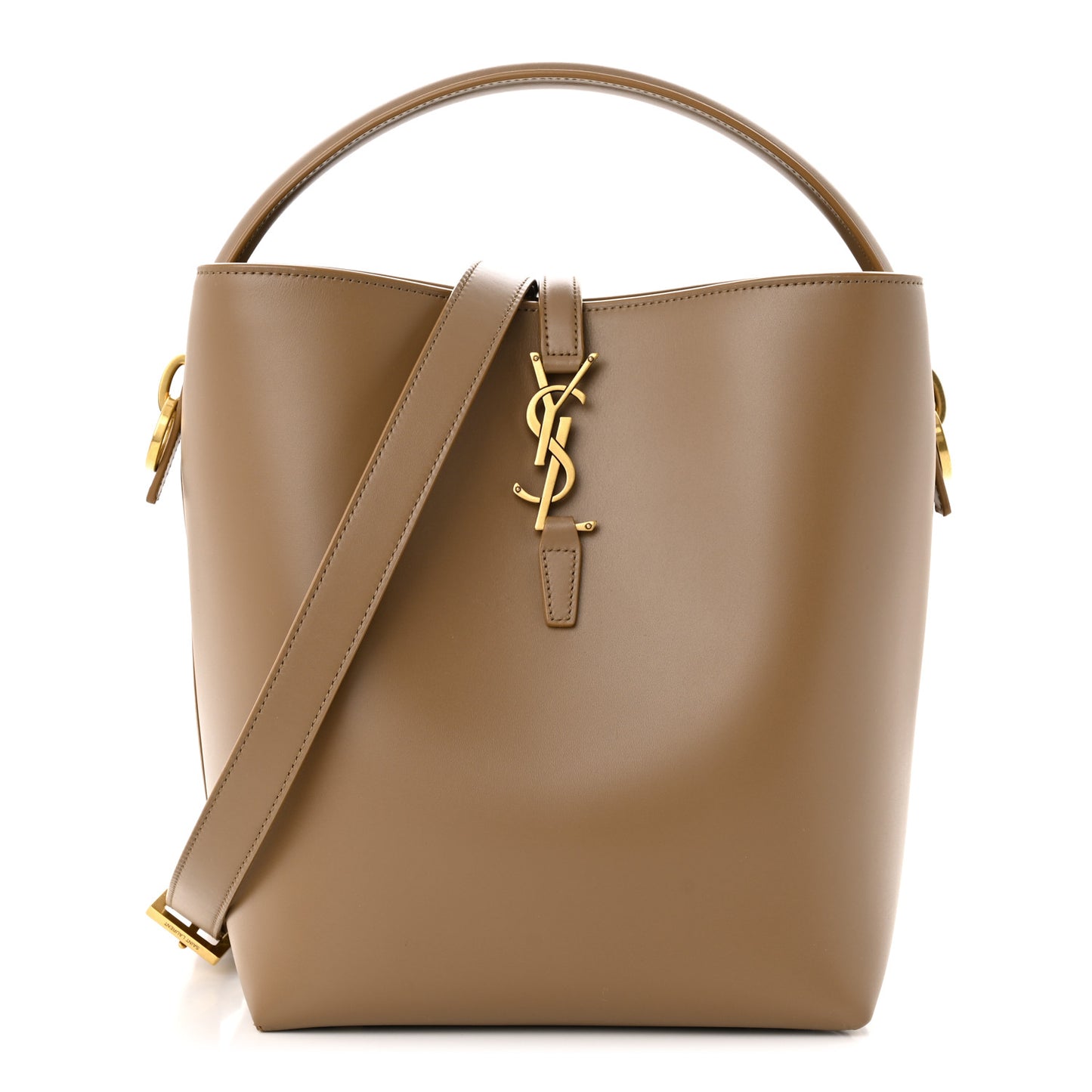 Shiny Calfskin Le 37 Bucket Bag Dark Cork