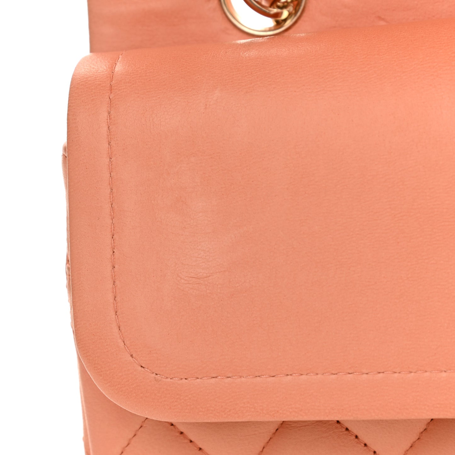 Lambskin Quilted Medium Double Flap Coral