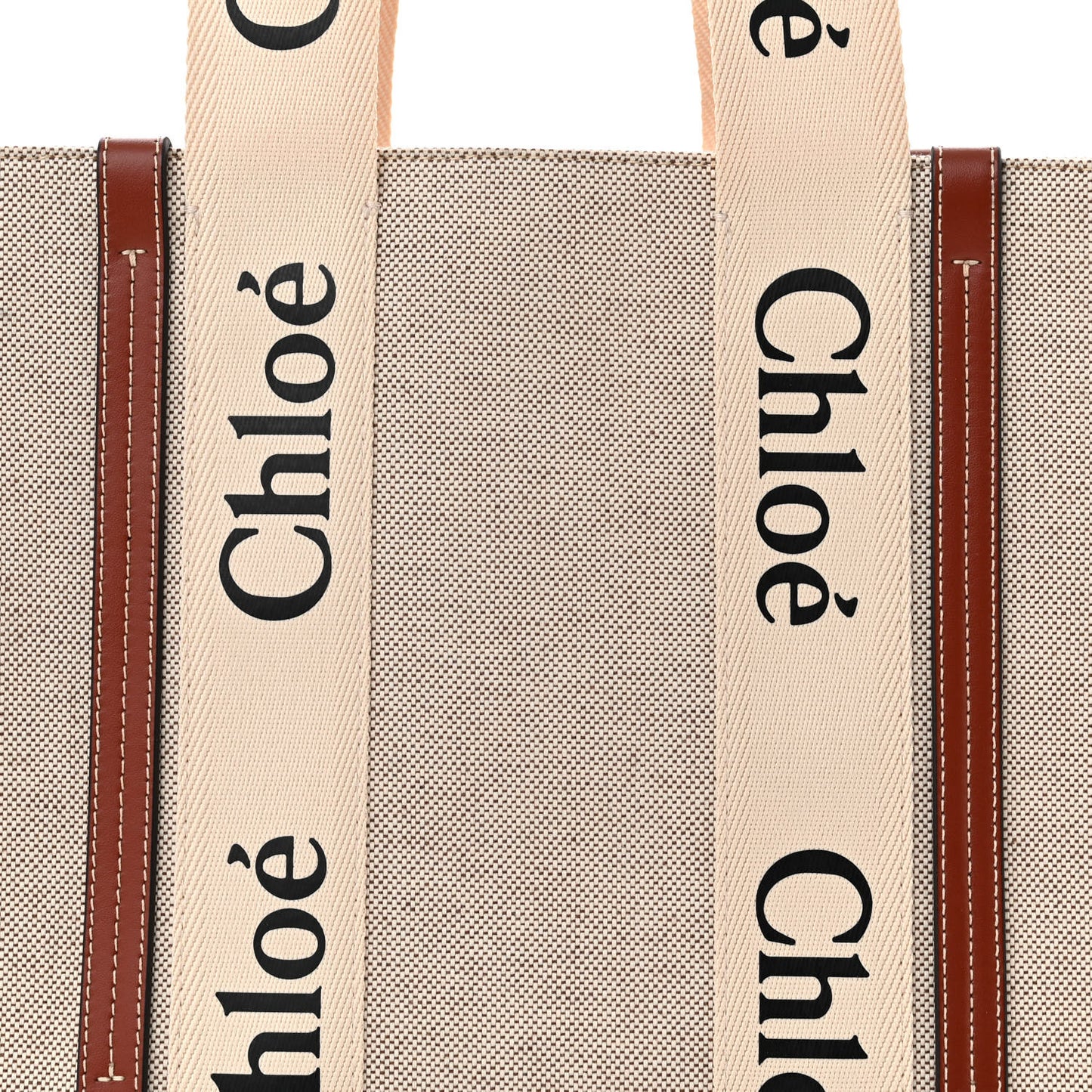 Cotton Calfskin Medium Woody Ribbon Tote White Brown