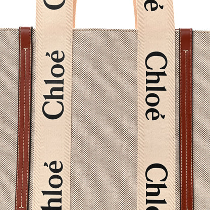 Chloe Cotton Calfskin Medium Woody Ribbon Tote White Brown 8 of 10