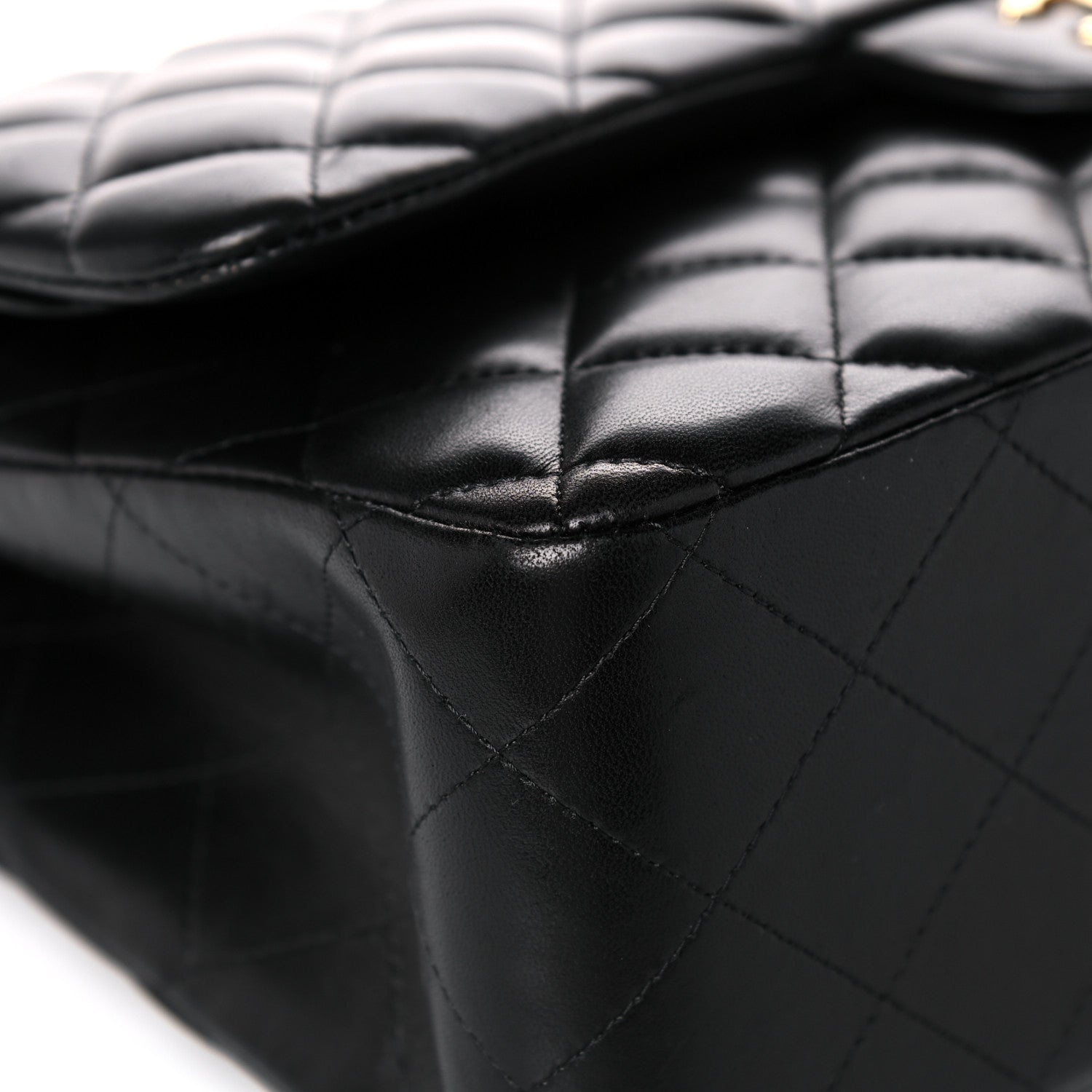 Chanel Lambskin Quilted Jumbo Double Flap Black 10 of 20