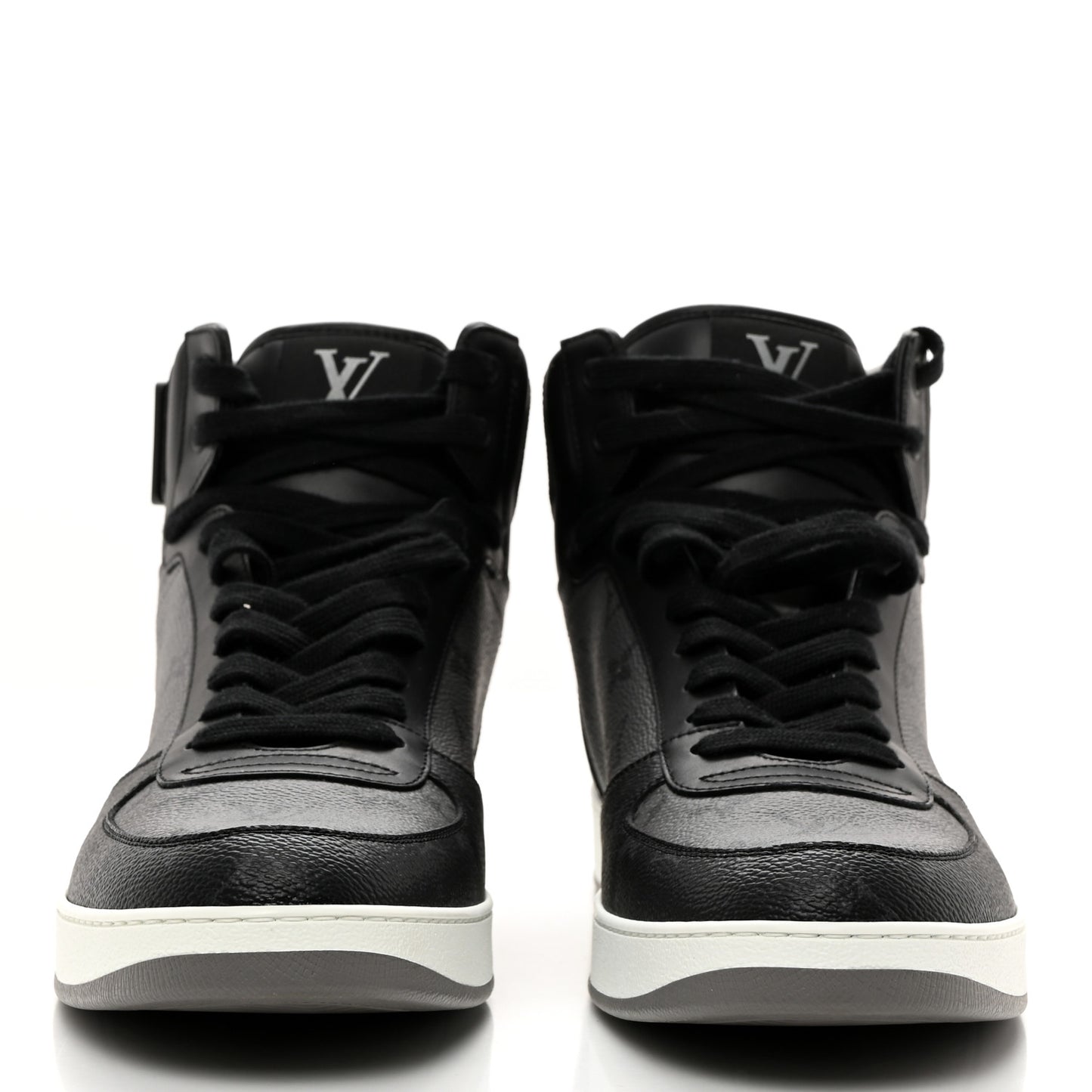 Calfskin Monogram Eclipse Mens Rivoli High Top Sneakers 10 10 Black Grey