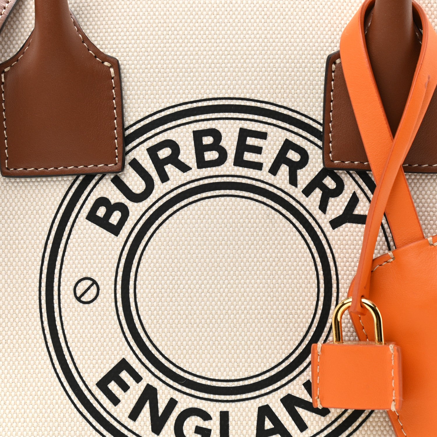Burberry Cotton Canvas Small Logo Cube Bag Natural Tan 7 of 9