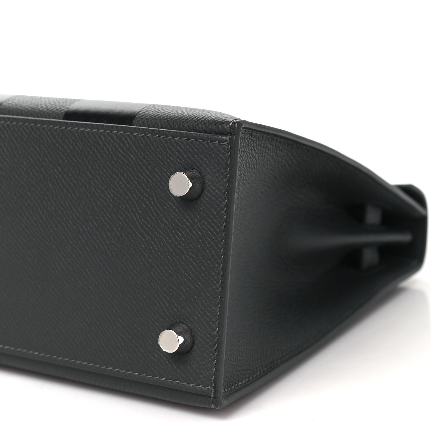 Hermes Epsom Tadelakt Chevre Mysore Casaque Etoilee Kelly Sellier 25 Ardoise Black Vert Peppermint 10 of 11