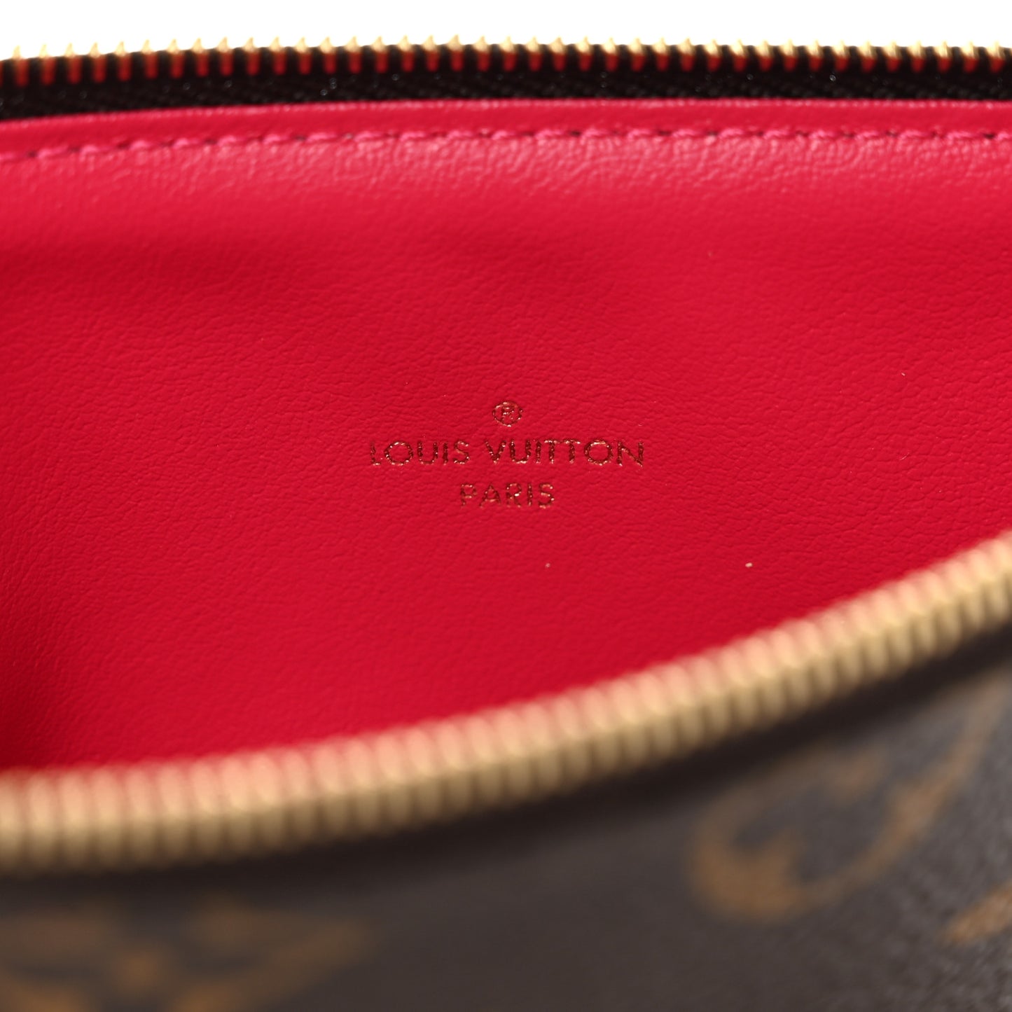 Monogram Felicie Chain Wallet Zippered Insert Fuchsia