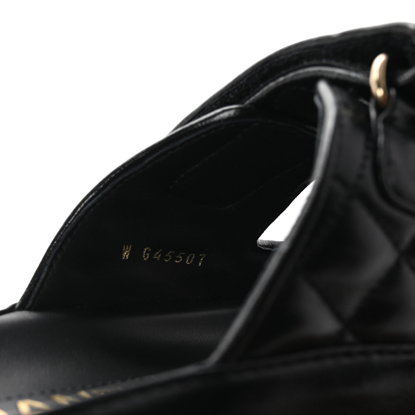 Lambskin Quilted Velcro Dad Chain CC Slide Sandals 37.5 Black