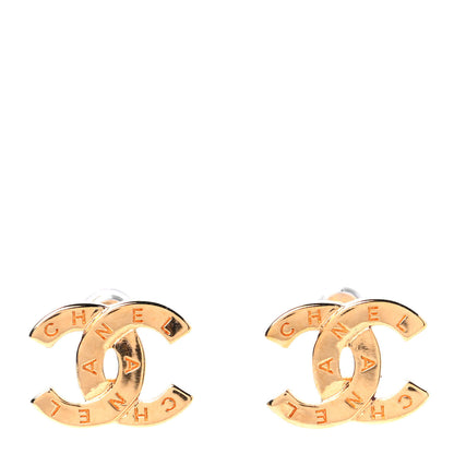 Chanel Metal CC Paris Button Stud Earrings Gold 1 of 5