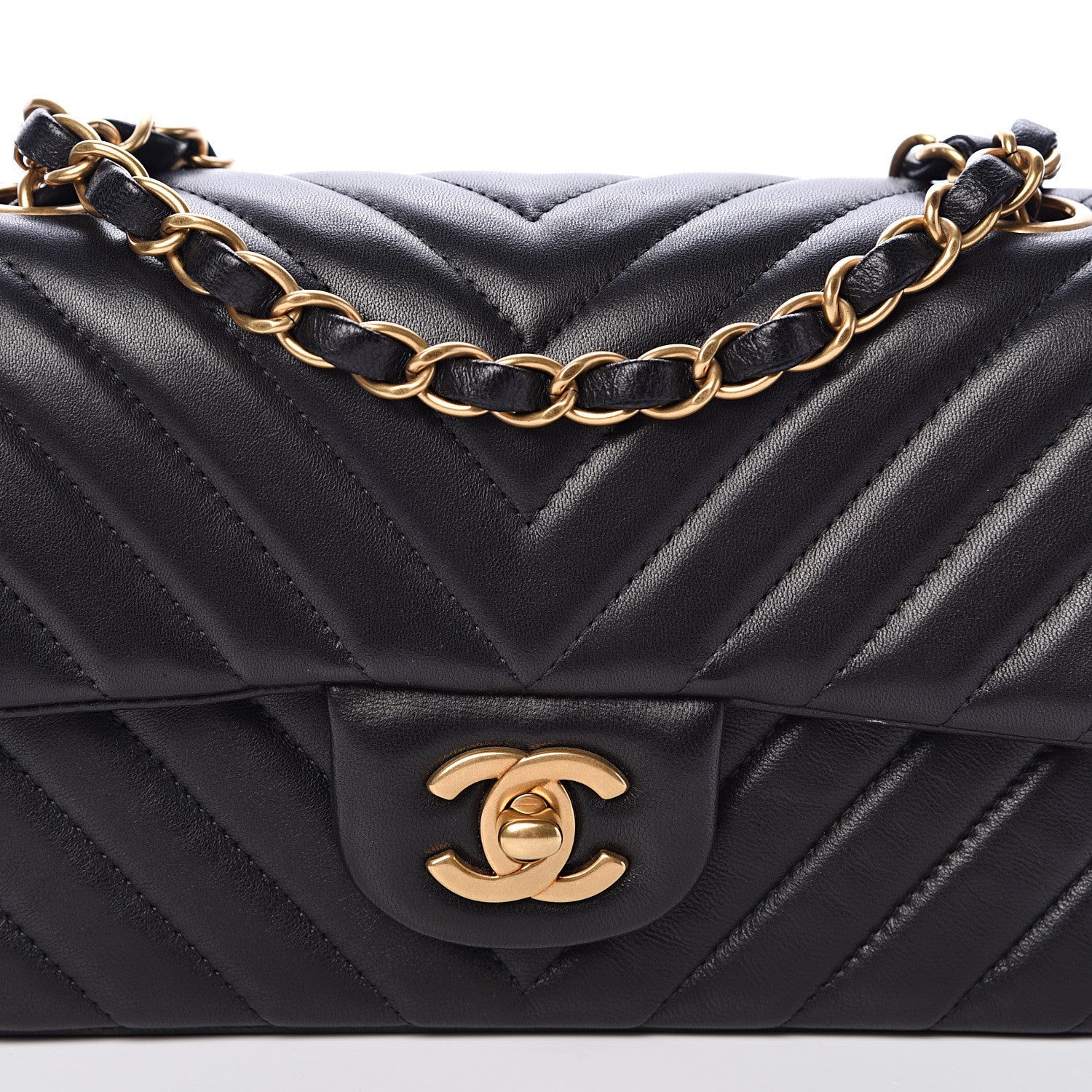 Chanel Lambskin Chevron Quilted Mini Rectangular Flap Black 7 of 15