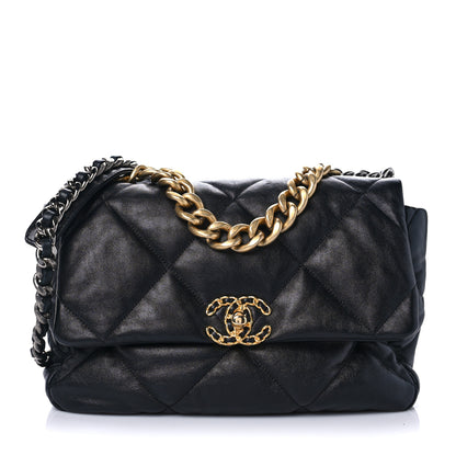 Chanel Shiny Goatskin Quilted Large Chanel 19 Flap Black 1 of 10