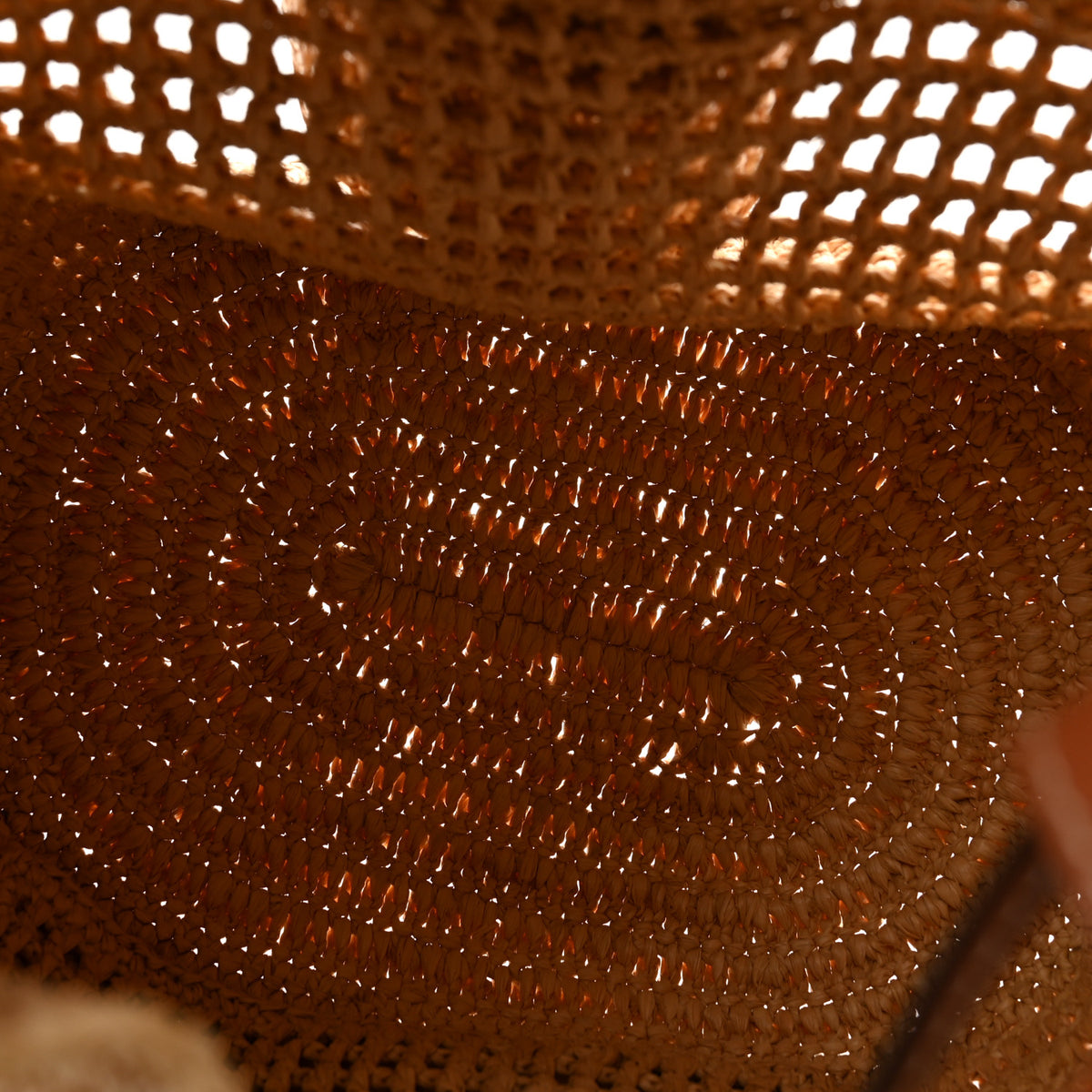 Raffia Calfskin Balloon Ruffles Bucket Bag Natural Tan