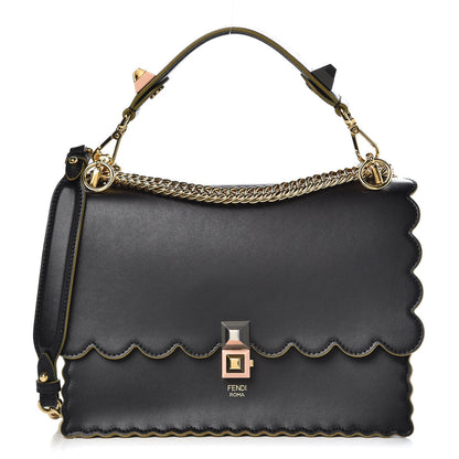 Fendi Vitello Liberty Scalloped Studded Kan I Shoulder Bag Black 1 of 8