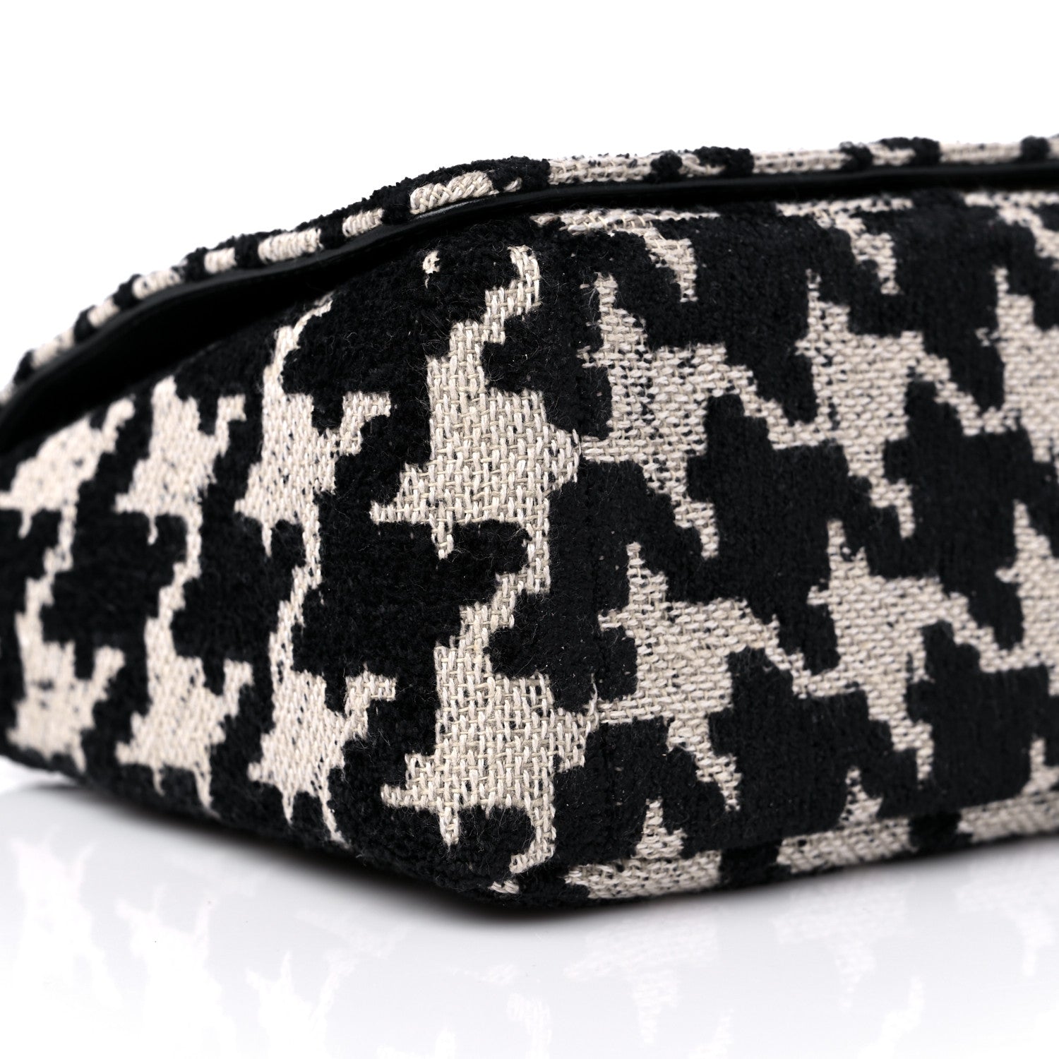 Christian Dior Technical Canvas Macro Houndstooth Medium Caro Bag Black White 8 of 12