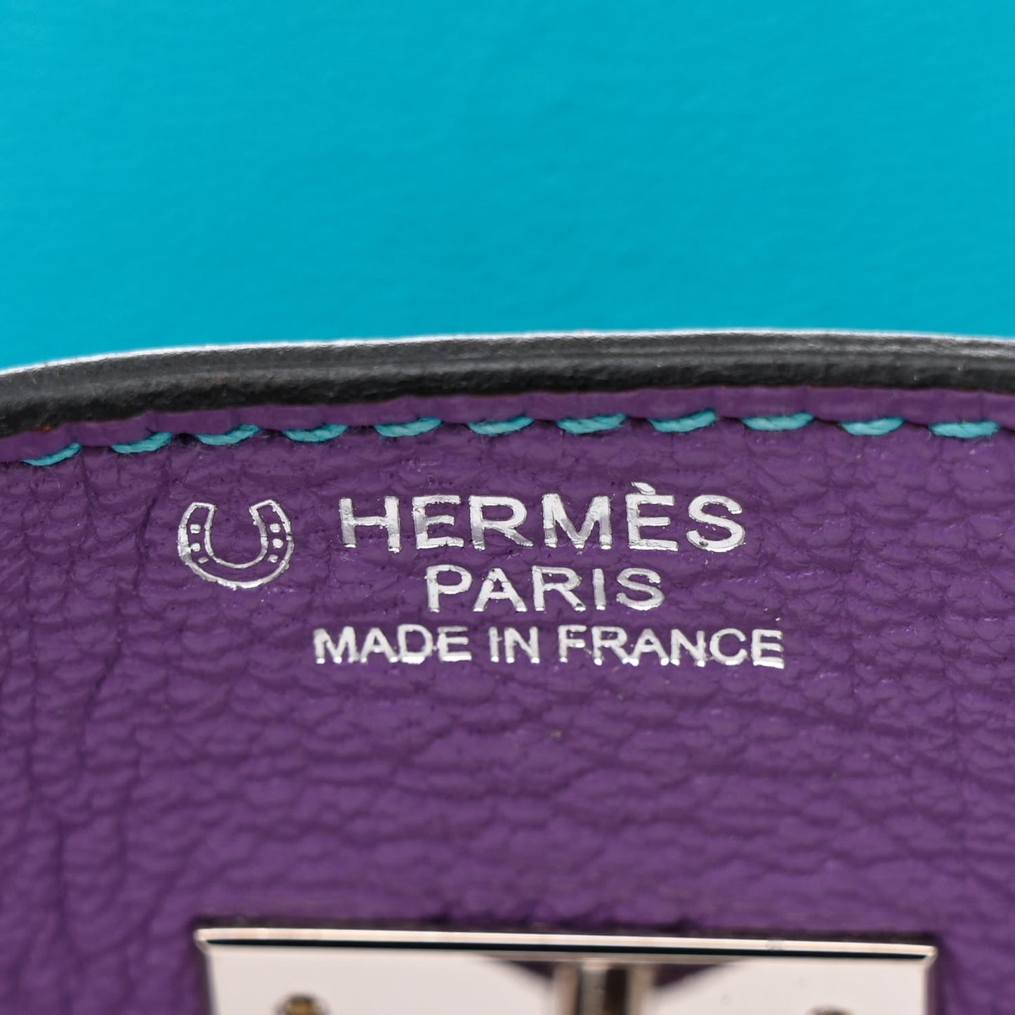 Chevre Horseshoe Birkin 30 Parme Bleu Azteque Etoupe
