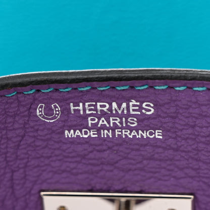 Hermes Chevre Horseshoe Birkin 30 Parme Bleu Azteque Etoupe 5 of 14