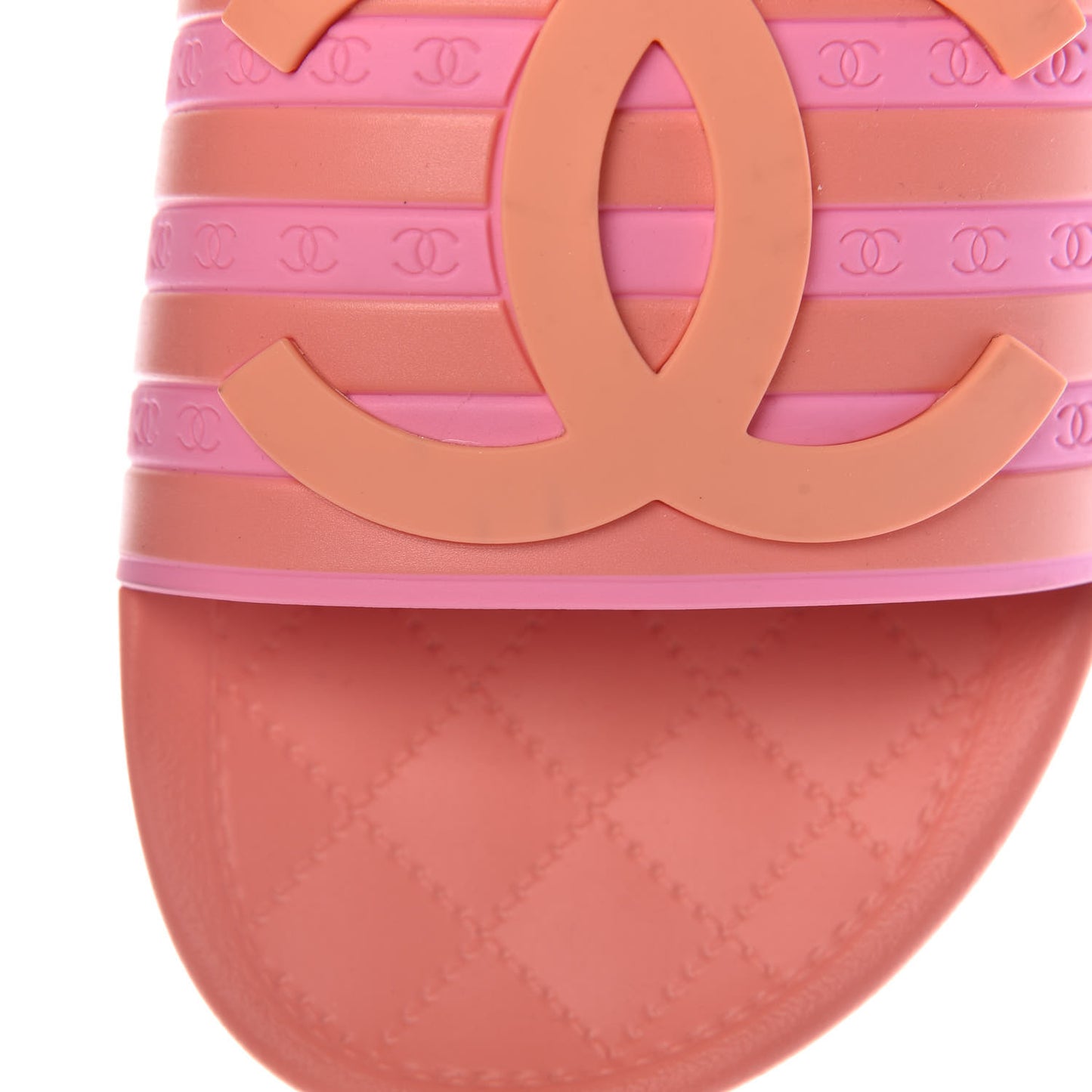 Rubber CC Flat Slide Sandals 39 Orange Pink