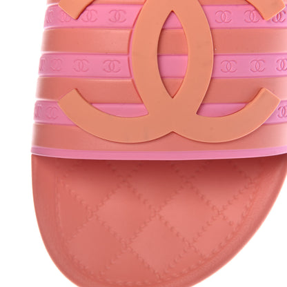 Chanel Rubber CC Flat Slide Sandals 39 Orange Pink 8 of 8